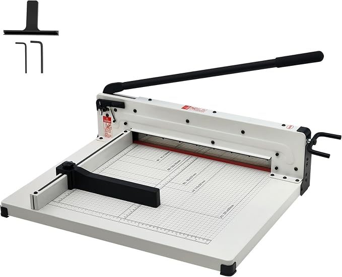 Happybuy Heavy Duty Paper Cutter, 17" Industrial Commercial Guillotine Paper Cutter for A3 Paper, 400 Sheet Capacity, Stack Paper Trimmer for Office Home School Shop, White