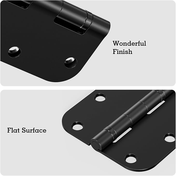 30 Pack Matte Black Ball Bearing Door Hinges, 3.5 Inch 5/8" Radius Quiet No Squeak Removable Pin Heavy Duty Steel Interior Hinges with Screws for Bedroom Bathroom Home Indoor Use Door Accessories
