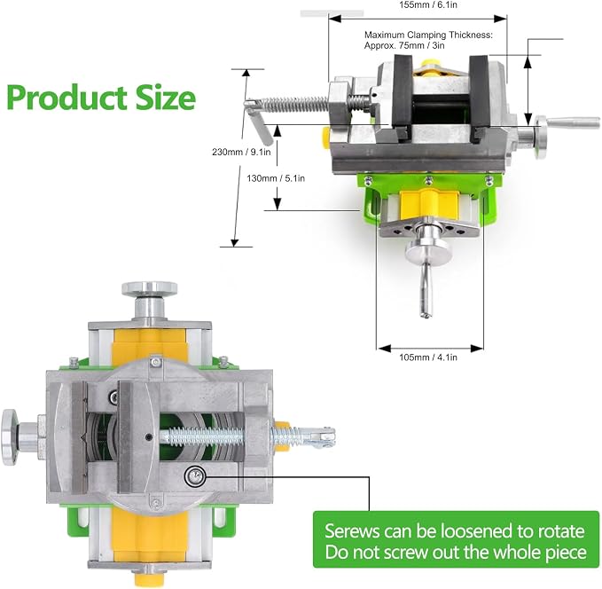 3’’ Cross Slide Drill Press Vise, 2 Way X-Y Compound Benchtop Drill Press Vise with 90° Rotary Table, for Mini Milling Machine