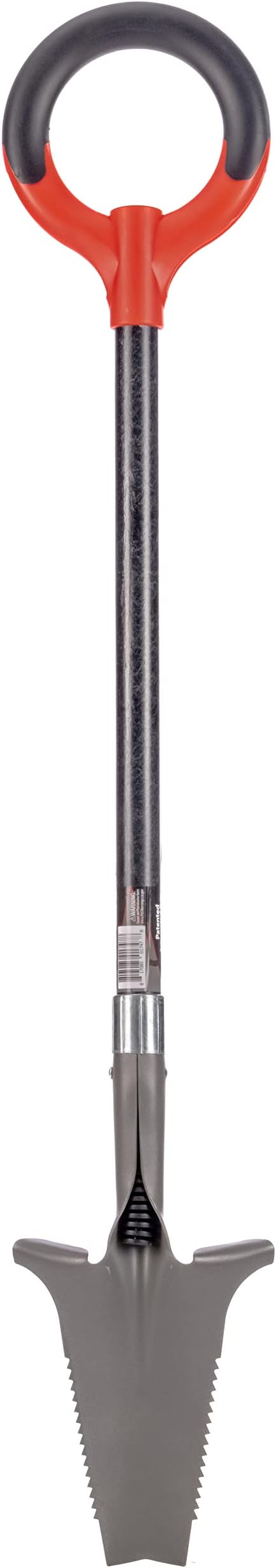 Root Slayer 23311 Perennial Garden Shovel with Serrated Blade for Digging and Root Cutting, Fiberglass Shaft, Heavy Duty Steel Spade, Red