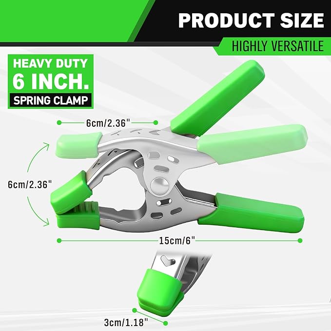 SWANLAKE 8 PCS 6" inch Spring Clamp, Heavy Duty Spring Metal Spring Clamps, 2.5"-inch Jaw opening(6inch 8-Piece)