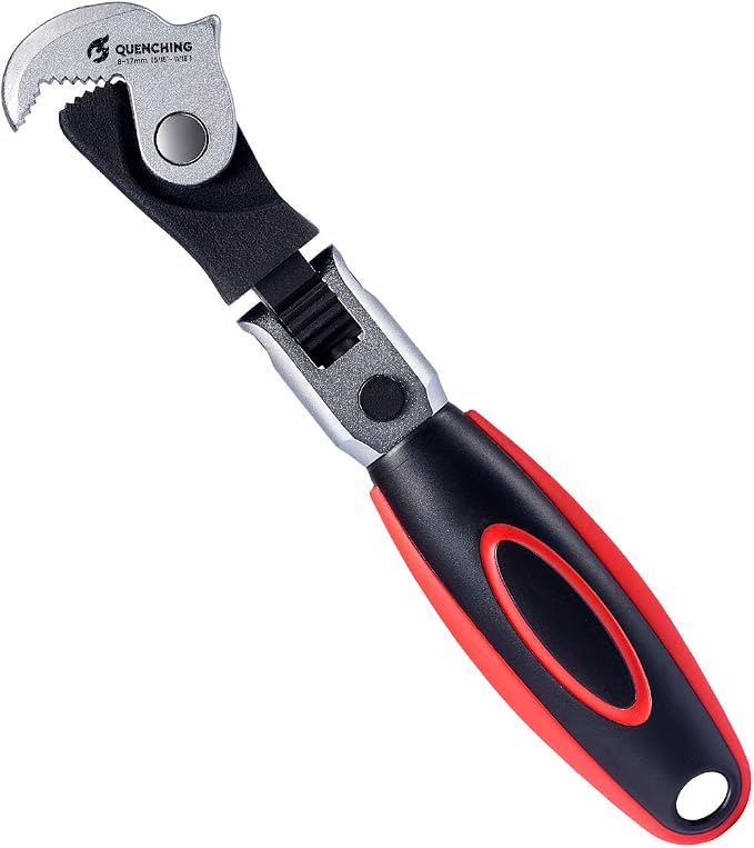 QUENCHING Self Adjusting Crowfoot Wrench, 7.5" Auto Jaw 5/16" to 11/16", 8 to 17 mm, Rust Resistant & Power Grip, Space-Saving Alternative to Wrench Sets for Car and Home Repairs