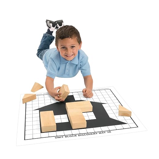 Excellerations 23.75 x 19.25 inch Unit Block Discovery Mats Set of 6, Early STEM Engineering, Kids Educational Toys