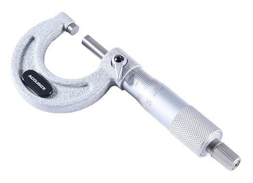 Accusize Industrial Tools Outside Micrometer, 0-25mm, EG00-0025 | 0-25mm, Ultra-Precision, Carbide Tipped, M-Type, Resolution 0.01mm, Ratchet Friction Thimble, Solid Storage Case
