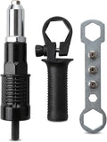 Rivet Gun Adapter Kit, Riveting Drill Attachment with 2.4mm/3.2mm/4.0mm/4.8mm Rivets Heads, Cordless Rivet Gun Power Drill Adapter Kit for Automotive Home Pop Riveting Work