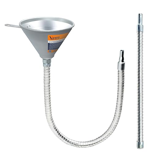 3Pcs 14.84" & 27.56" Steel Bendable Spout Funnel with Filter & Long/Short Hoses for All Automotive Oils, Flexible Long Funnels for Automotive Use for Transmission Fluid, Diesel Fuel, and Other Liquids