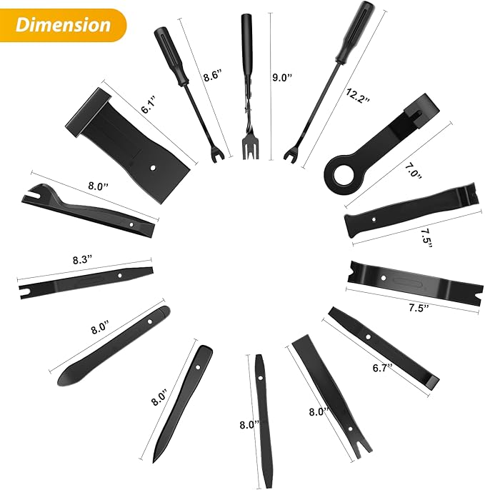 GOOACC 88Pcs Trim Removal Tool, Auto Push Pin Bumper Retainer Clip Set Fastener Terminal Remover Tool Adhesive Cable Clips Removal Kit Car Panel Radio Removal Auto Clip Pliers, Black