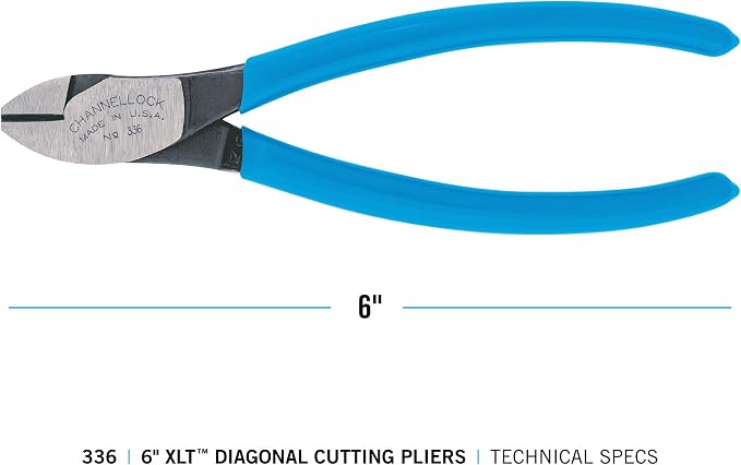 Channellock Diagonal Cutting Pliers 336 - Knife & Anvil Edge, High Carbon Steel, USA - 6 in