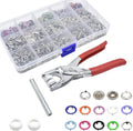200 Sets Metal Snaps Fasteners Kit 9.5mm 10 Colors Metal Prong Ring Button with Fastener Pliers Press Tool for Sewing and Crafting