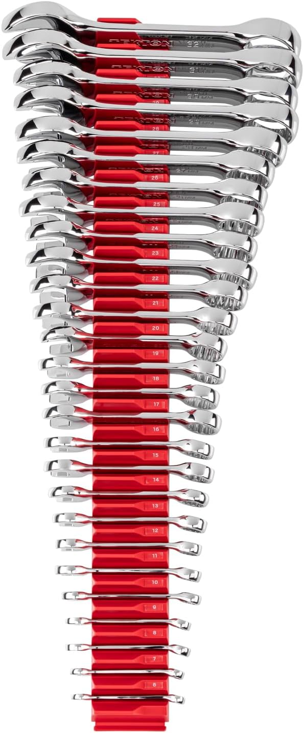 TEKTON Stubby Combination Wrench Set, 27-Piece | WCB95406 | (6 - 32 mm), Modular Organizers, Chrome Finish