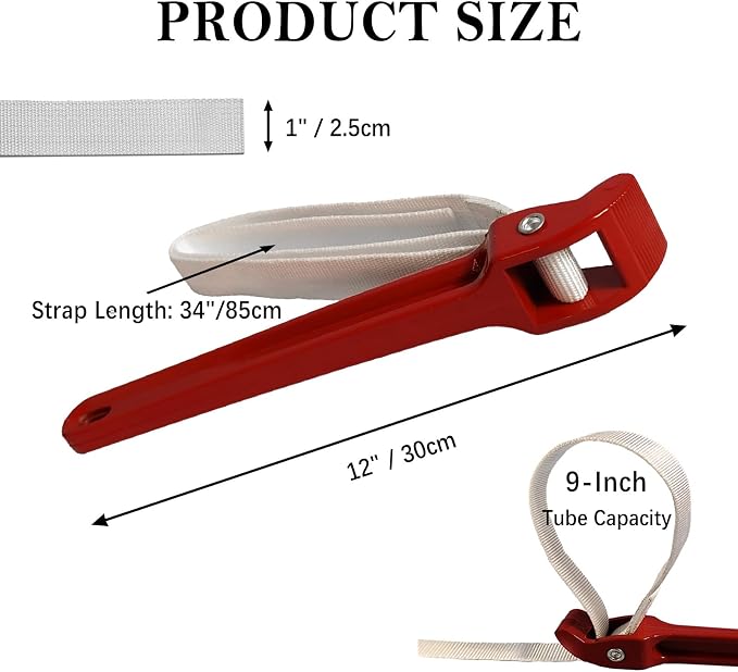 Pipe Strap Wrench,12-inch Capacity Adjustable Strap Wrench
