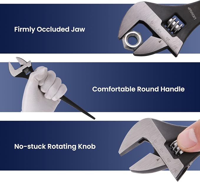 Lichamp 3-Pack Adjustable Construction Spud Wrench Set 10 12 16 Inches