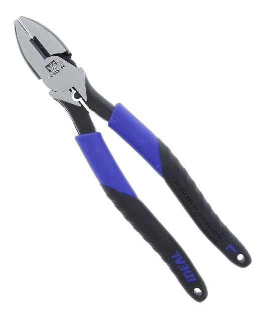 IDEAL Electrical 30-3430 Smart-Grip - 9.5 in., Linesman Plier with New England Nose, Crimping Die, Fish Tape Puller