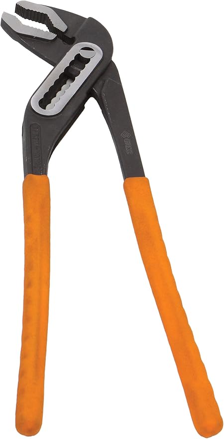 Groz 16 Inch Water Pump Pliers, 7-Position Adjustable Lower Jaw, Serrated Jaws Set at 45 Degrees for Pipes, Nuts and Irregular Shapes, 400mm Tongue and Groove Plumbing Plier (31743)