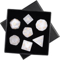 mookaitedecor 7 PCS Rock Quartz Crystal Polyhedral DND Dice Set, Polished Tumbled Stones Dices for RPG MTG Table Games Home Decoration