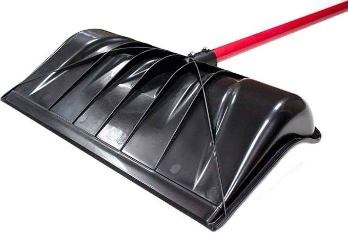 Bully Tools Snow Shovel with Fiberglass D-Grip – Heavy Duty Wide Scoop and Push Shovel for Driveway, High Strength Steel Tool for Snow Removal with Sharp Edge, Sturdy Ergonomic D-Shape Handle - 22inch