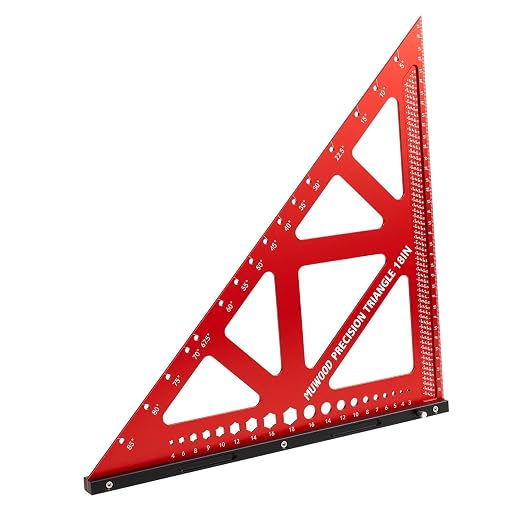Precision Triangle Square 18 inch, Imperial Scale Framing Square for Precise 90 and 45-Degree Measurement, Multifunctional Aluminum Alloy Architect Ruler for Carpenter