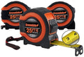 Greendale – 3 Pack Tape Measures 25 ft – Easy-Read Fractions, Magnetic Tip, Quick-Lock & Auto-Retract – Heavy-Duty Measuring Tape with Belt Clip – Red/Orange