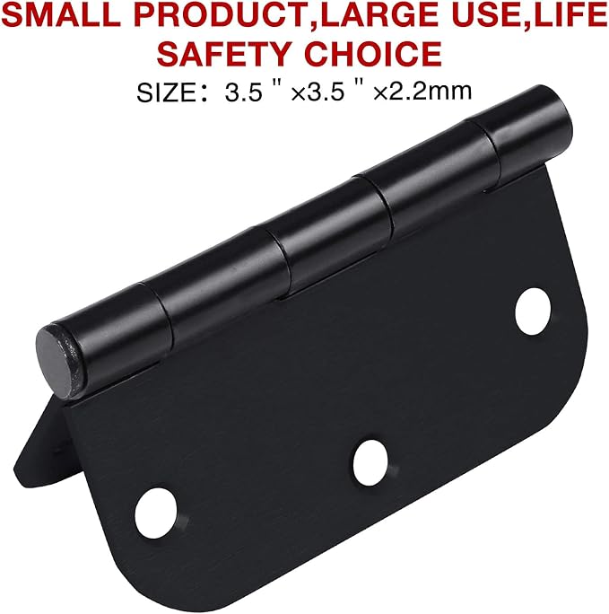 40 Pack Black Door Hinges 3-1/2" x 3.5 Inch, 5/8 Radius, 3 ½" No Squeak,Round Matte Black Interior Hinge for Closet Doors Office Game Bed Room,Door Hardware for House