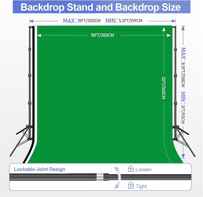 EMART Green Screen Backdrop Kit 8.5x10FT with 3Pcs 10x12FT Backdrop