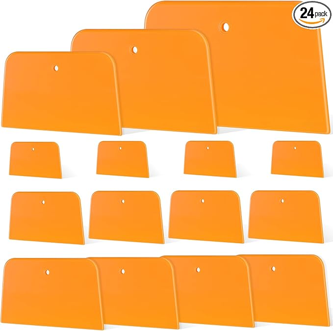 Frienda 24 Pcs Body Filler Spreaders Plastic Tools for Automotive Applying Putties Glazes Caulks and Paint (3 Sizes)