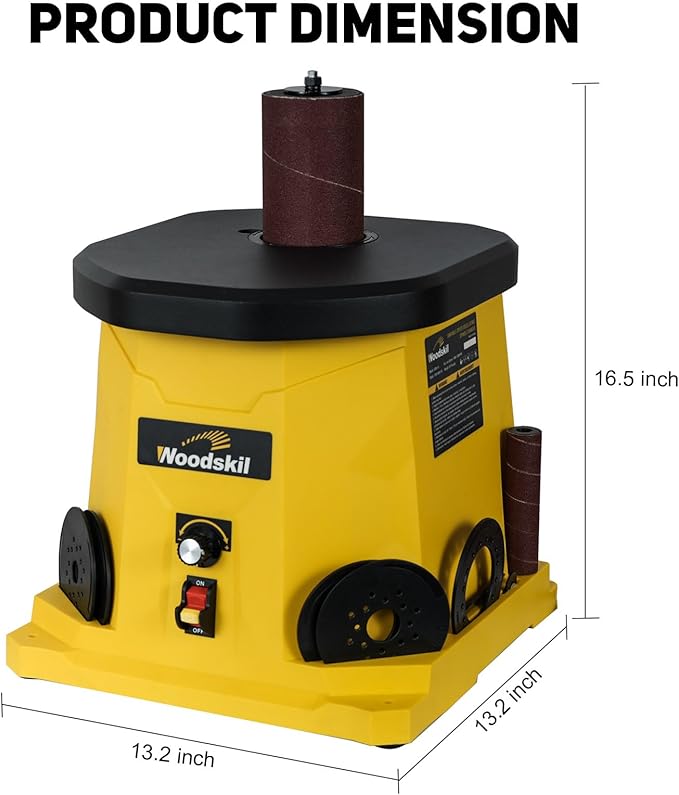 4A Variable Speed Oscillating Spindle Sander, 1000-1800RPM Variable Speed Spindle Sander with Multiple Sanding Sleeves, Efficient Dust Collection, and Compact Design for Woodworking Projects