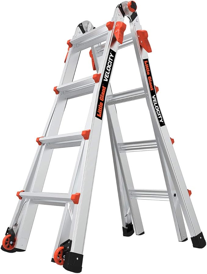 Little Giant Ladder Systems Velocity with Wheels, M17, 17 Ft, Multi-Position Ladder, Aluminum, Type 1A, 300 lbs Weight Rating, (15417-001)