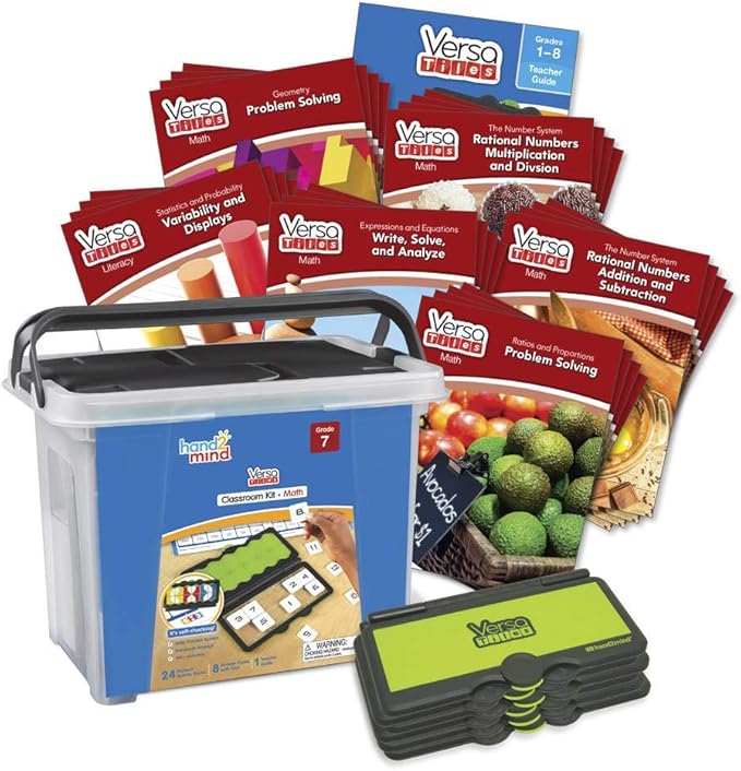 hand2mind VersaTiles Math Classroom Set, an Independent Self-Checking & Skill Practicing System (Grade 7), Aligned to State and National Standards