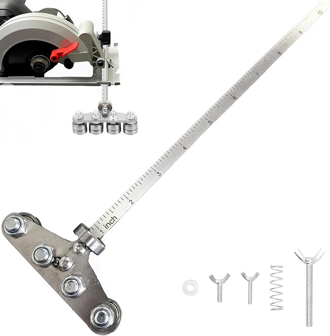 Circular Saw Guide Rail, 20in Positioning Calipers for Circular Saw, Stainless Steel Rip Cut Circular Saw Guide, Adjustable Guide Rail for Woodworking Positioning Cutting