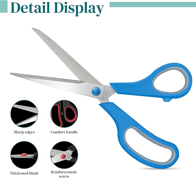 6 Packs Sewing Craft Scissors Bulk,8" Multipurpose Heavy Duty Sharp Scissors,Stainless Steel Shears for Home Office Student Supplies,6 Colors