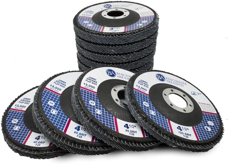 Benchmark Abrasives 4.5" x 7/8" Zirconia Type 29 Flap Discs, Mixed Grit