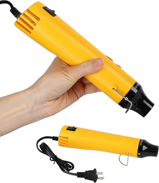 Heat Gun for Crafting, 110V 300W Handed Hot Air Gun, 3.28FT Ultra-Long Cable Portable Heat Gun with Stand and Power Cord for Shrinking Wrapping PVC, DIY Embossing and Drying Paint (Yellow)