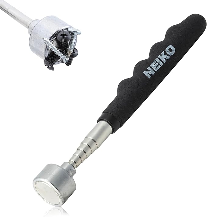 NEIKO 53425A Magnetic Pickup Tool, 25 Lb Telescoping Tool, 30" Long Extendable Magnet Pick Up Tool, Non-Slip Grip Wand, Telescopic, 7" Short Stick, Extra Strong