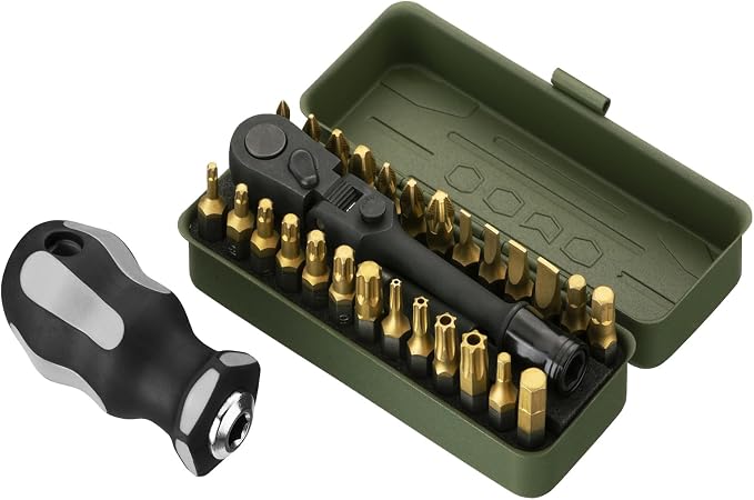 KESI Tool 77-Piece Torx bit Set Fully Armed Set with Waterproof Camera Hard Protective Case with 29-Piece 1/4" Multi Function Bits Set & 13-Piece 1/4" Spline Set & 35-Piece Precision Bits Set (Green)