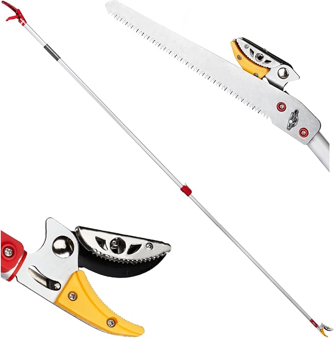 VINGLI 4-in-1 Telescopic Tree Trimmer, Extendable Pole Pruner with Adjustable Handle, Safety Lock & Removable Saw Blade, Branch Cutter, Fruit Picker, Cutting Diameter Up to 1/2 Inch (5.9-9.8FT)