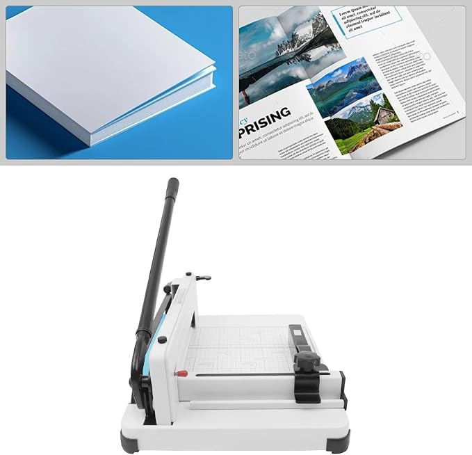 Heavy Duty Paper Cutter, 12 Inch Manual Guillotine Paper Cutter, 400 Sheets Capacity Cards Trimmer, Countertop Paper Cutting Equipment for Office, Home, Library, Reference Room