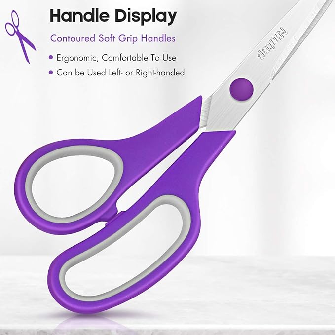 Scissors Bulk Set of 40-Pack, Niutop 8" Multipurpose Sharp Sewing Craft Fabric Scissors for Office Home High/Middle School Student Office Teacher Art Supplies, Soft Comfort-Grip Right/Left Handles