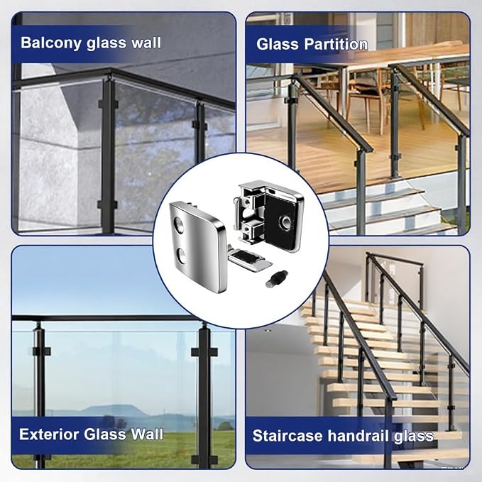 4-Pack Glass Clamps, 304 SS, Polished, 1/3-1/2 Inch (LIUCHONGYANG99)