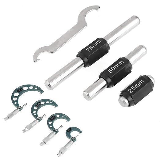 4pcs Metric Outside Micrometers Set 0-4 Inch Professional External Micrometer Thickness Gauge Measuring Calipers 0.01mm Accuracy with Case