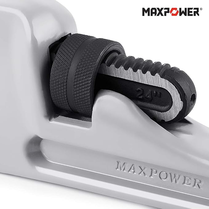 MAXPOWER 24 inch Pipe Wrench, 3 inch Jaw Opening | Aluminum Straight Pipe Wrench Heavy Duty 24-Inch Plumbers Wrench