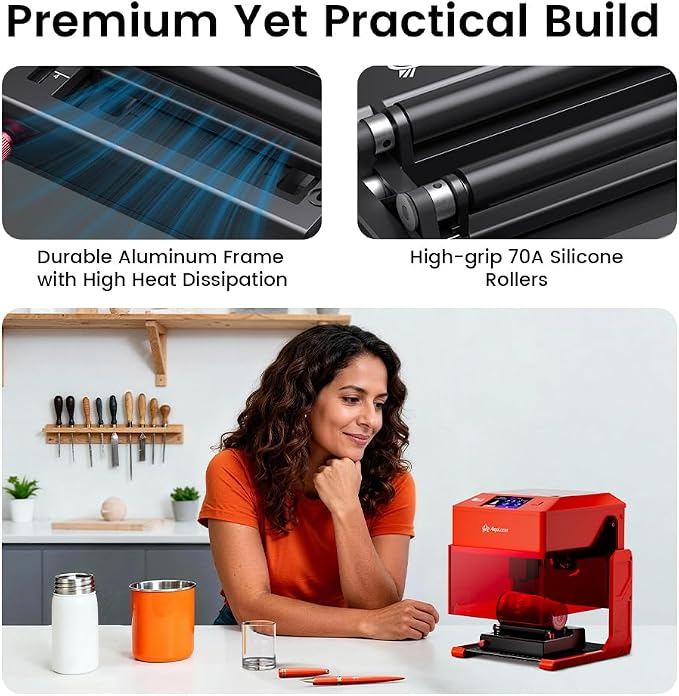 AlgoLaser Rotary Roller Attachment for Laser Engraver, 360° Dual-Support Rotary Roller for Cylindrical Objects, Tumblers, Bottles, 2-150mm Adjustable, Compatible with Pixi & Most Laser Engravers