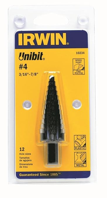 Irwin Tools IRWIN Step Drill Bit, 3/16-Inch to 7/8-Inch, 3/8-Inch Shank (10234)