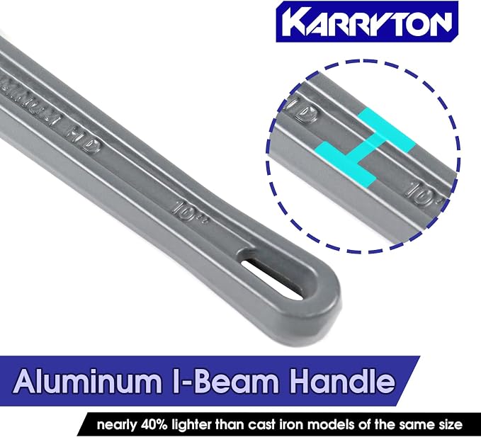 10 Inch Aluminum Pipe Wrench, 1-5/8"/41mm Adjustable Cr-Mo Jaw Opening Heavy Duty Straight Handle Plumbing Wrenches, Perfect Plumbers Tool Exceed GGG Standard