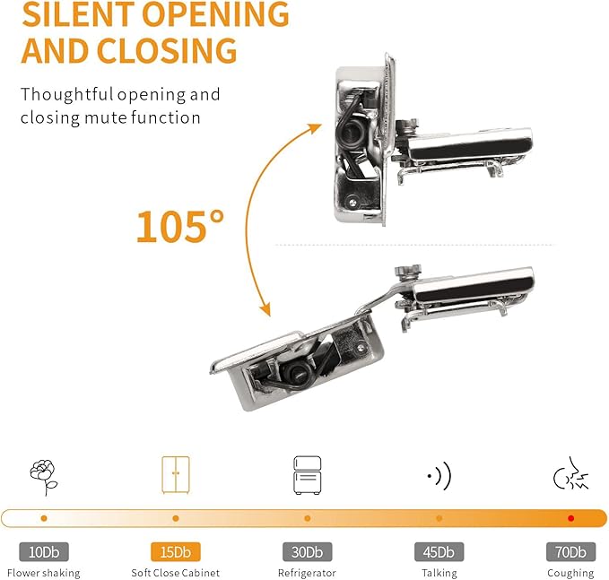 Chibery 2 Pack 1/2" Overlay 4D Soft Close Concealed Hinges for Face Frame Door, Adjustable Closing Speed, Smooth Slow Self Close Hinges, Satin Nickel, 105° Open Angle Stainless Steel Cabinet Hinges
