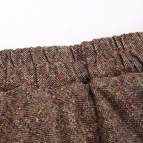 IDEALSANXUN Womens Plaid Wool Skirts Elastic Waist A-Line Pleated Tartan Long Skirts