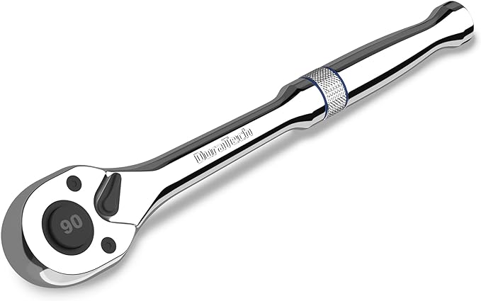DURATECH 1/4-Inch Drive Ratchet, 90-Tooth Quick-Release Ratchet Wrench | Reversible, Cr-V Made, 4° Swing, Full Polished, Professional Socket Wrench for Men Women Stocking Stuffers for Men Women