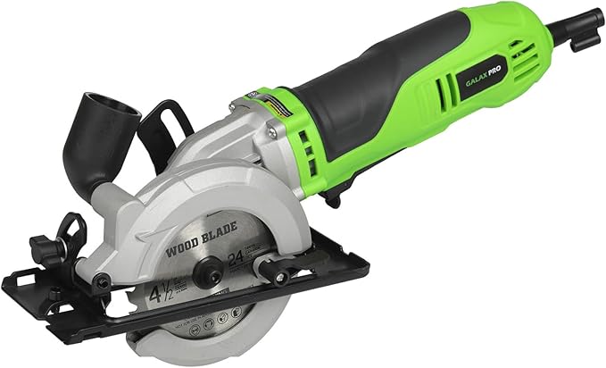 GALAX PRO 710W Mini Circular Saw 3 Pcs Saw Blades (115mm), 5200RPM Electric Circular Saw,1-2/3''(90°)/1''(45°) Cutting Depth, Portable and Compact for Wood/Metal/Plastic