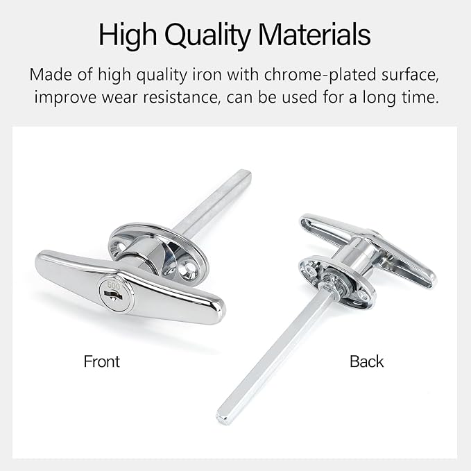 Garage Door T-Handle Replacement Lock, Universal Replacement Hardware Garage Locking with 2 Keys, 1 Pack