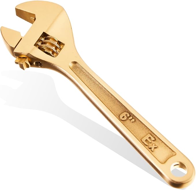 Hicarer 6 Inch Non-Sparking Adjustable Wrench, Aluminum Bronze Tool | Non-Magnetic, Oil & Gas Industry, Chemical Facilities, Hazardous Environments, Industrial Safety Applications