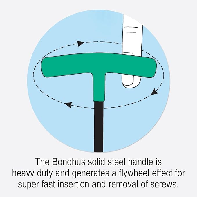 Bondhus 13138 Set of 10 Balldriver and Hex T-handles, sizes 3/32-3/8-Inch